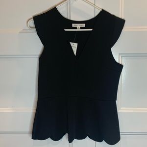Versona black scallop peplum top